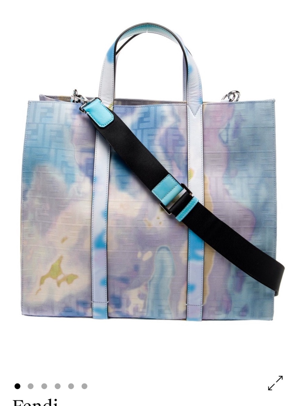 Fendi Pastel Tie-Dye FF Logo Tote with Black Strap